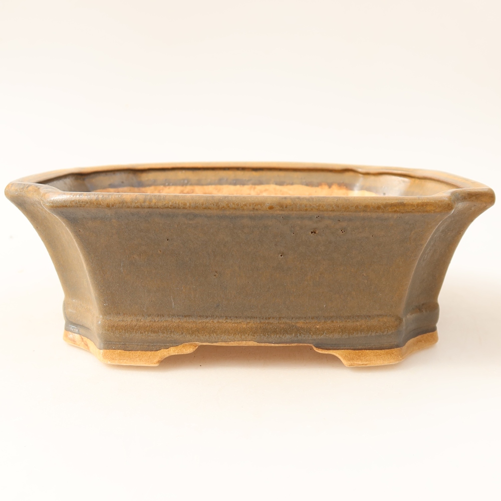 Pot à bonsaï en céramique 18 x 15,5 x 6 cm, couleur marron