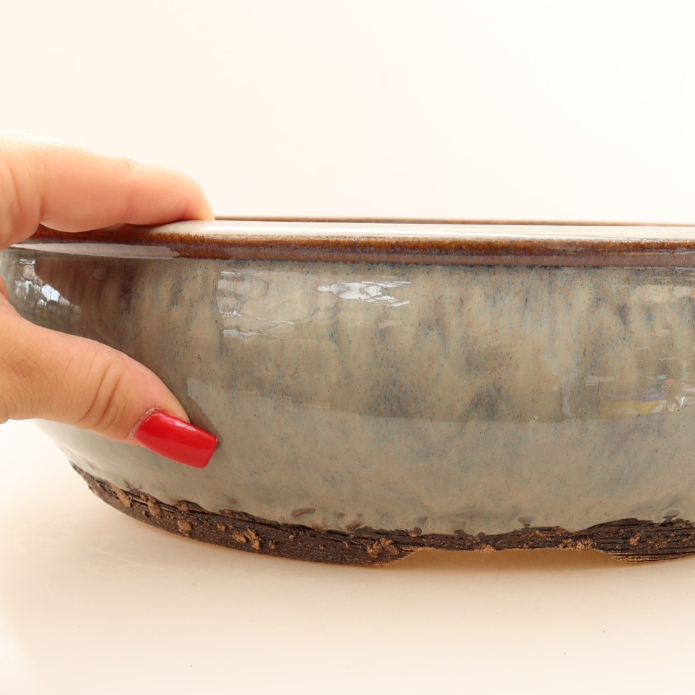 Pot à bonsaï en céramique 33 x 33 x 9 cm, couleur grise - RETRAIT SUR PLACE UNIQUEMENT ou expédition par palette