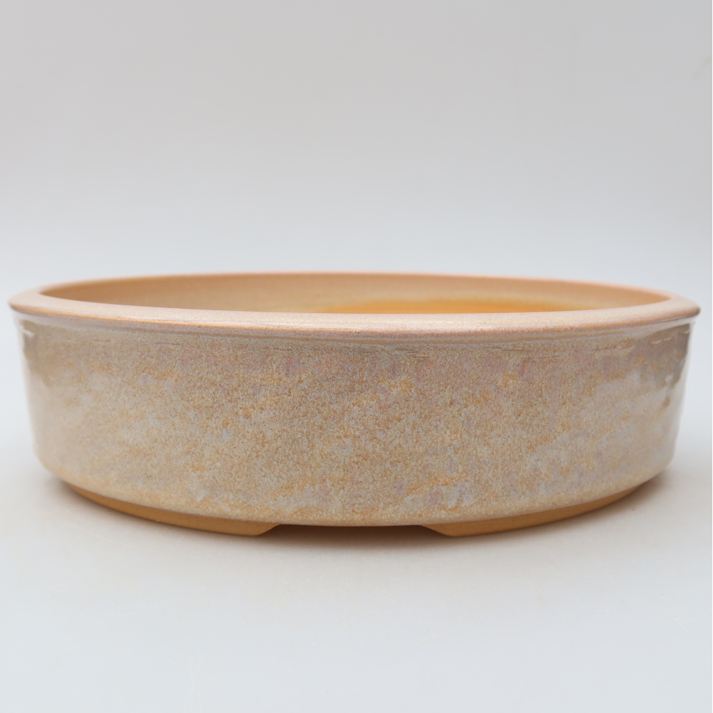 Pot à bonsaï en céramique 26,5 x 26,5 x 6,5 cm, couleur beige