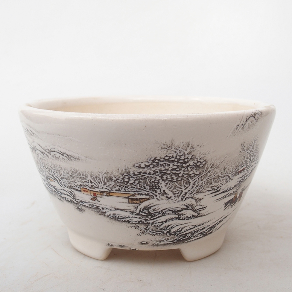 Bol à bonsaï en céramique 12 x 12 x 6,5 cm, couleur blanc