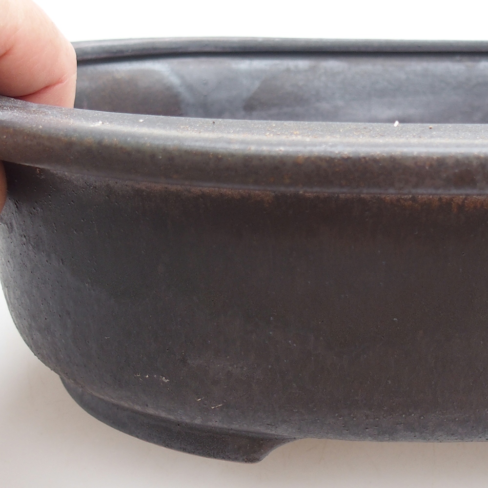 Bol à bonsaï en céramique 25 x 20,5 x 8 cm, couleur métal