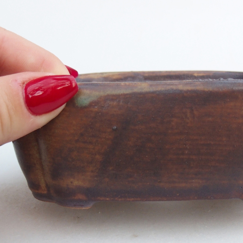 Bol à bonsaï en céramique 12,5 x 9,5 x 4,5 cm, brun