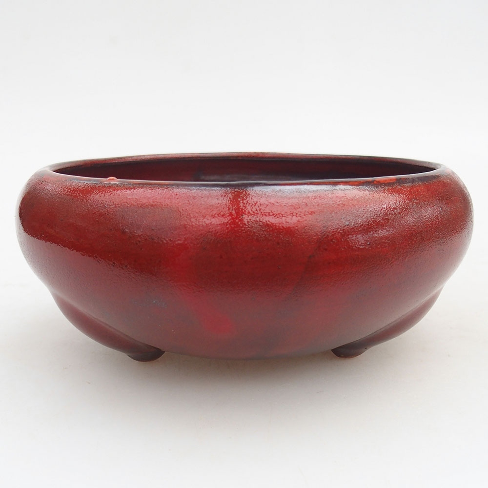 Bol à bonsaï en céramique 14 x 14 x 6,5 cm, couleur rouge