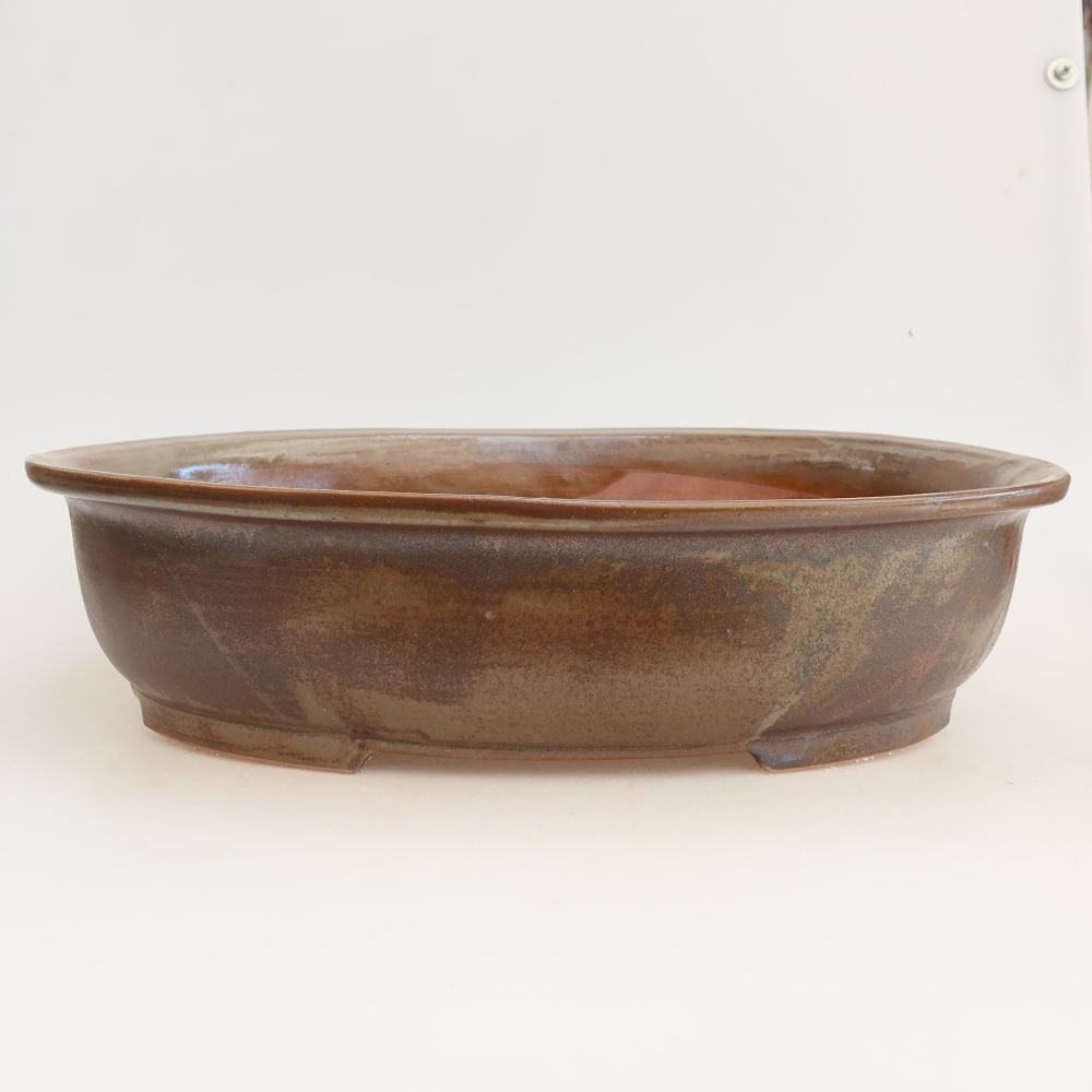Pot à bonsaï en céramique 36 x 28 x 8,5 cm, couleur marron