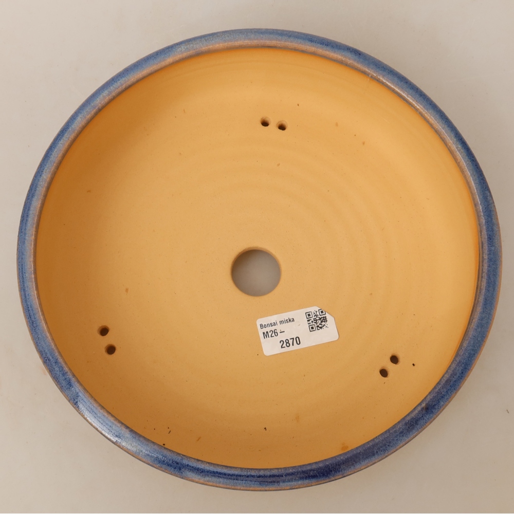 Pot à bonsaï en céramique 23 x 23 x 6,5 cm, couleur bleue