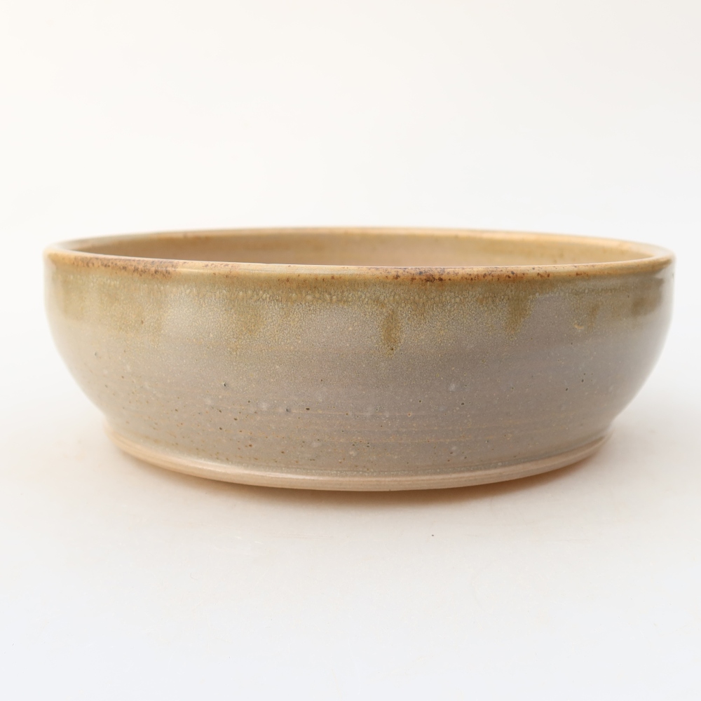 Pot à bonsaï en céramique 17,5 x 17,5 x 5,5 cm, couleur beige