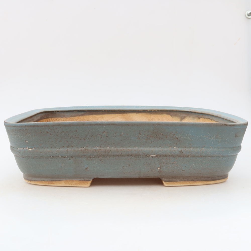 Pot à bonsaï en céramique 29 x 23,5 x 7,5 cm, couleur bleue