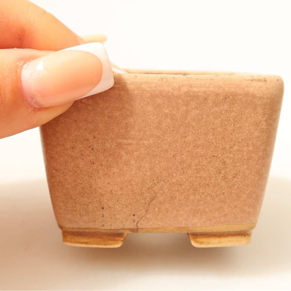 Pot à bonsaï en céramique 6,5 x 6,5 x 4,5 cm, couleur rose
