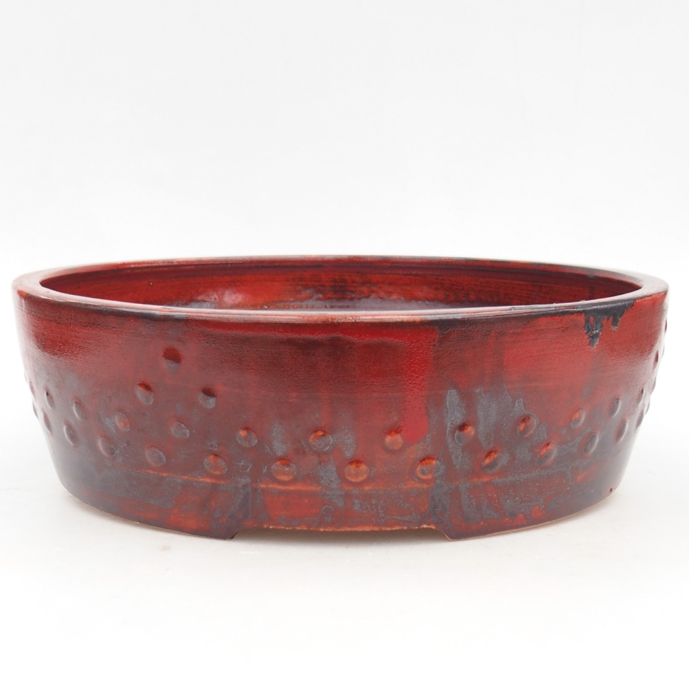 Bol à bonsaï en céramique 24,5 x 24,5 x 7 cm, couleur rouge