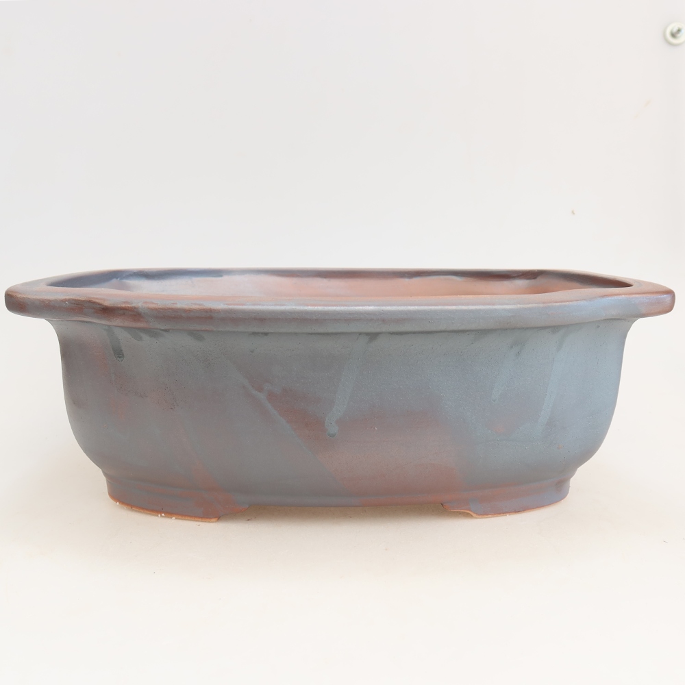 Pot à bonsaï en céramique 30,5 x 25,5 x 10,5 cm, couleur métallique