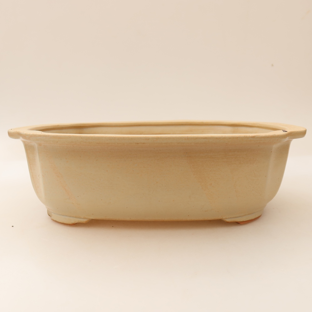 Pot à bonsaï en céramique 24,5 x 21 x 7,5 cm, couleur beige