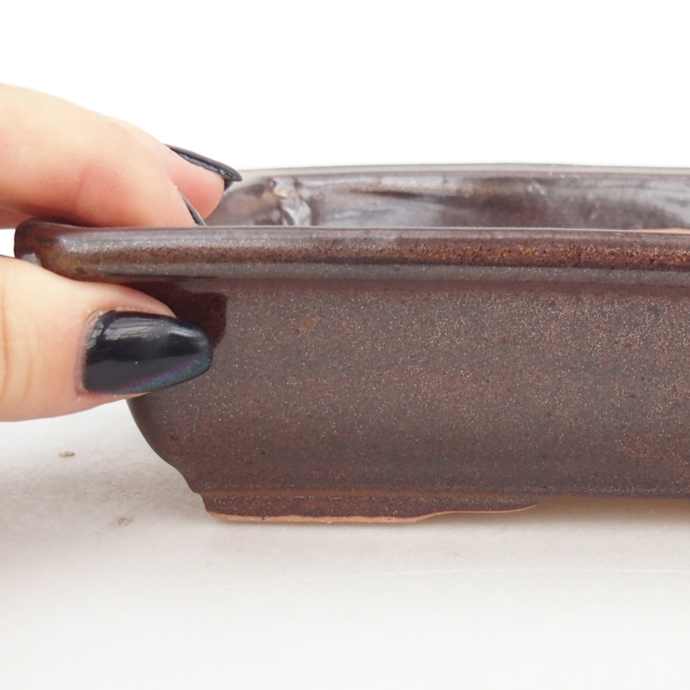 Bol à bonsaï en céramique 18 x 13,5 x 4,5 cm, brun