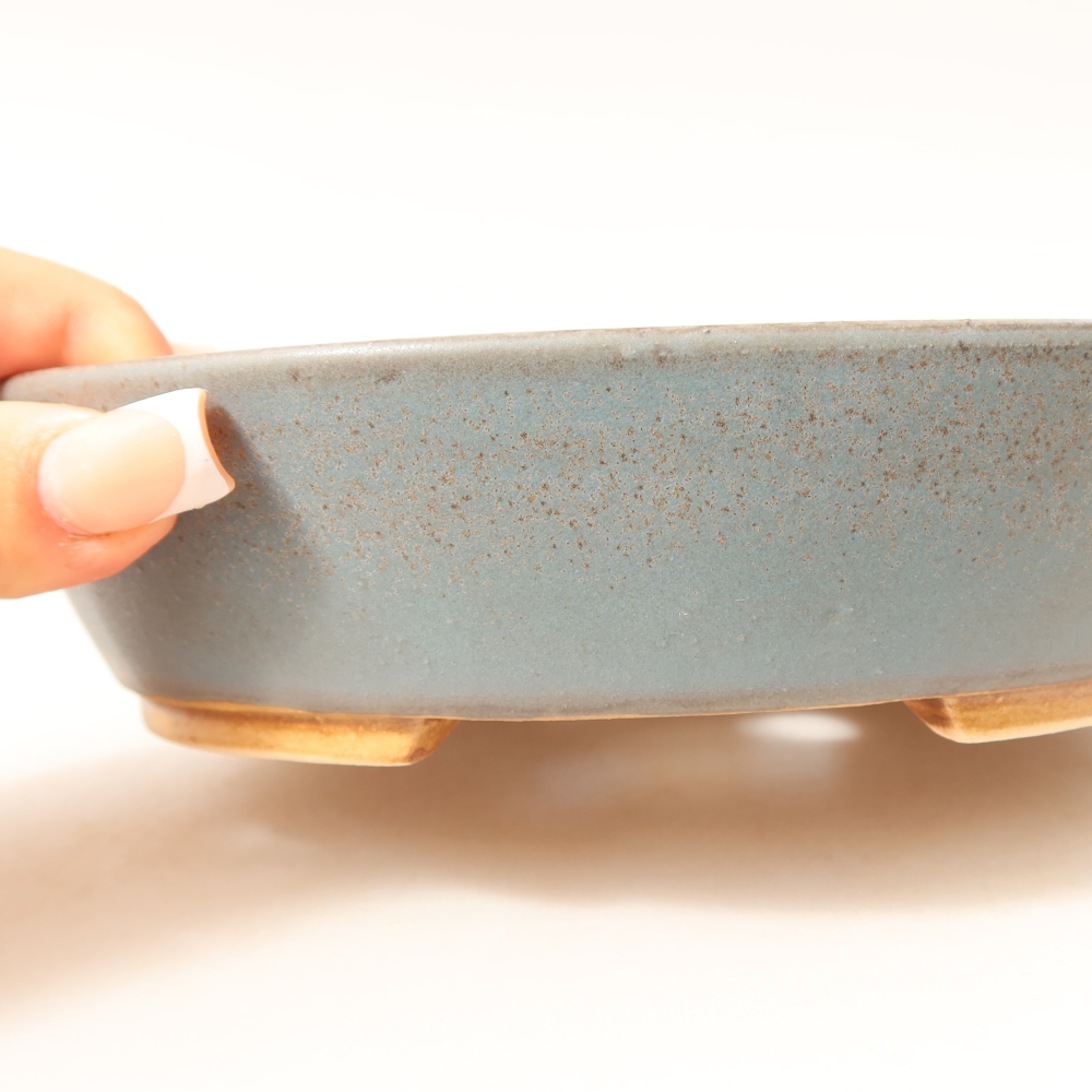 Bol à bonsaï en céramique 18,5 x 16,5 x 4,5 cm, couleur bleu