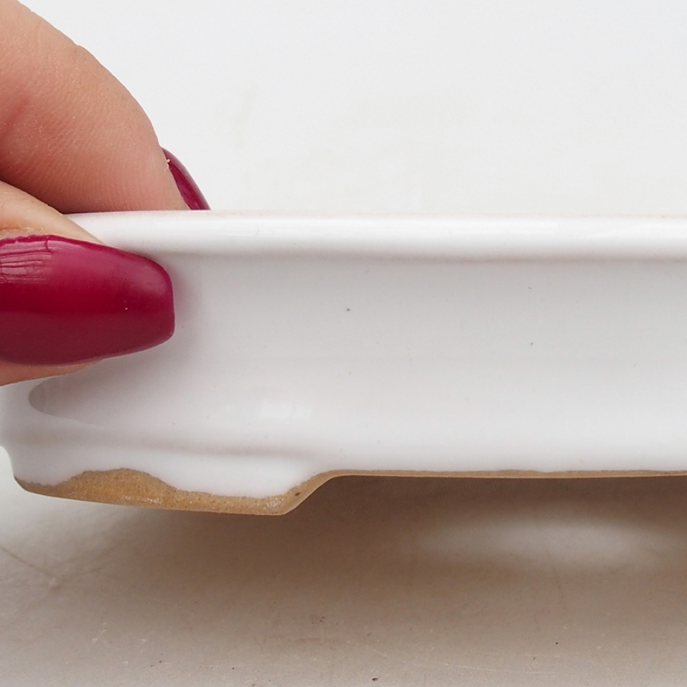 Bol à bonsaï en céramique 13 x 11 x 2,5 cm, couleur blanc