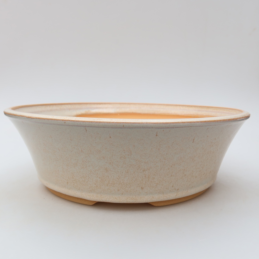 Pot à bonsaï en céramique 27 x 27 x 8 cm, couleur beige