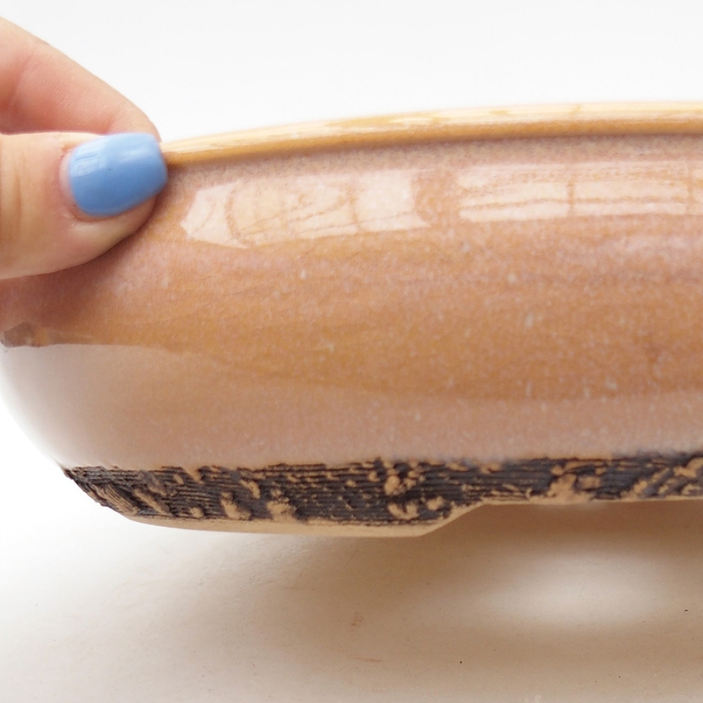 Bol à bonsaï en céramique 22,5 x 22,5 x 6 cm, rose