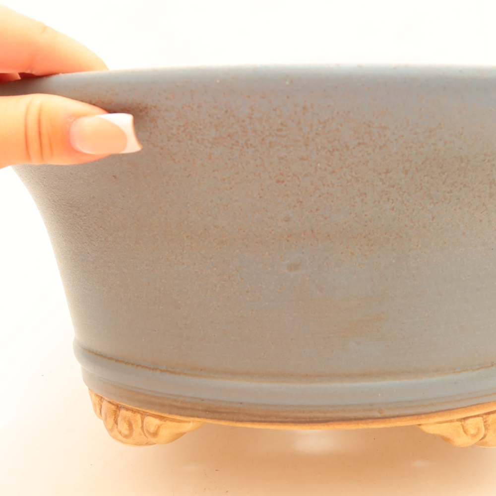 Pot à bonsaï en céramique 29 x 29 x 12 cm, couleur bleue