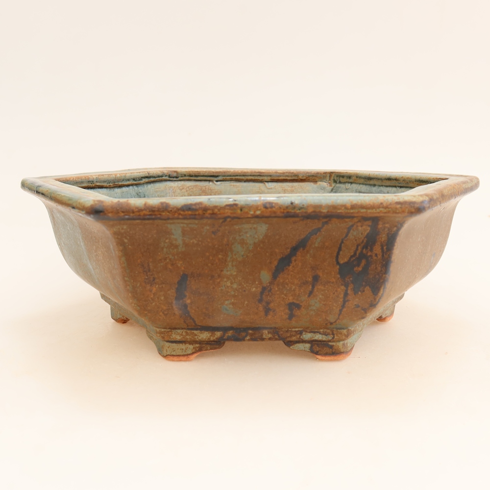 Pot à bonsaï en céramique 24 x 21,5 x 7,5 cm, couleur marron