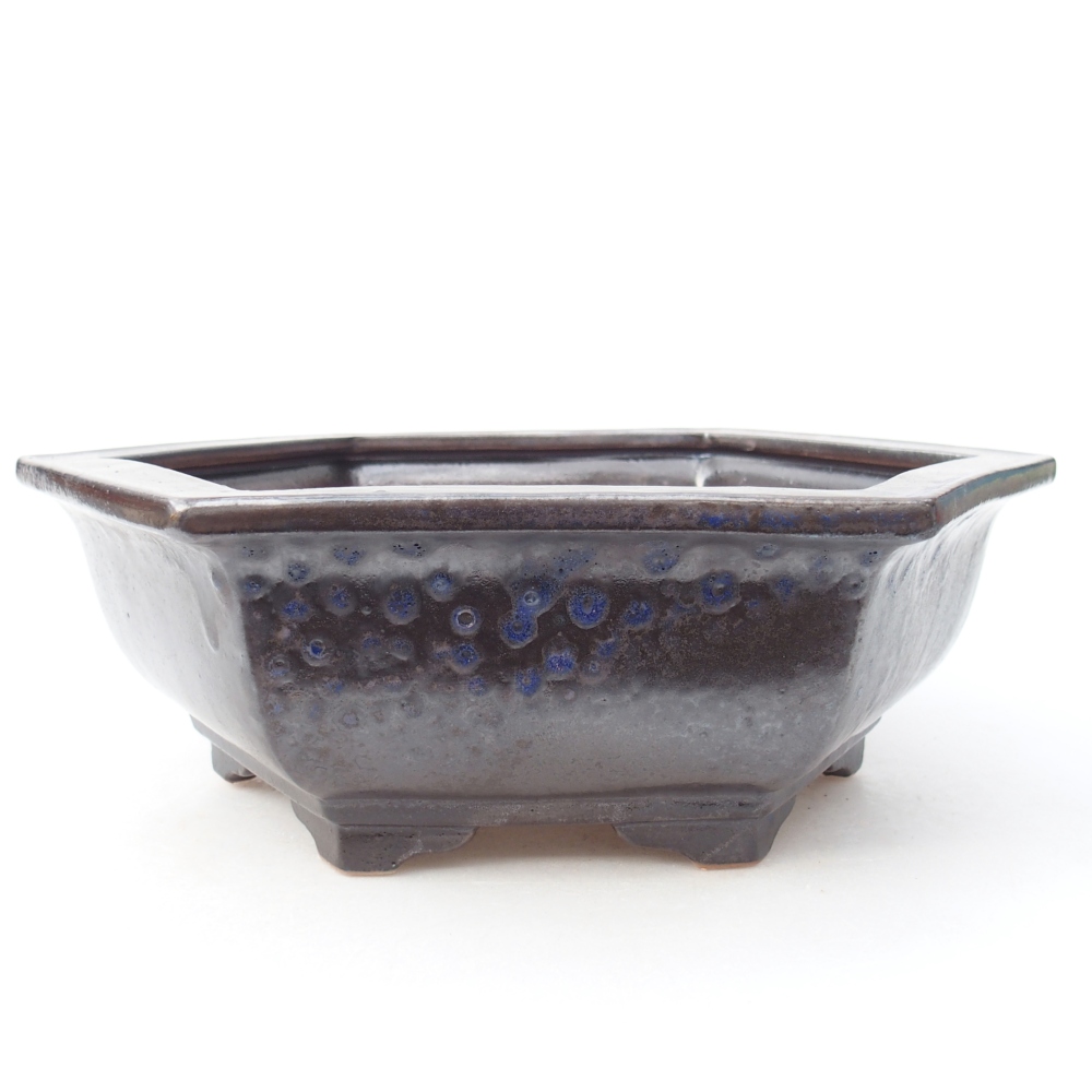 Bol à bonsaï en céramique 28 x 24,5 x 9 cm, couleur bleu-noir