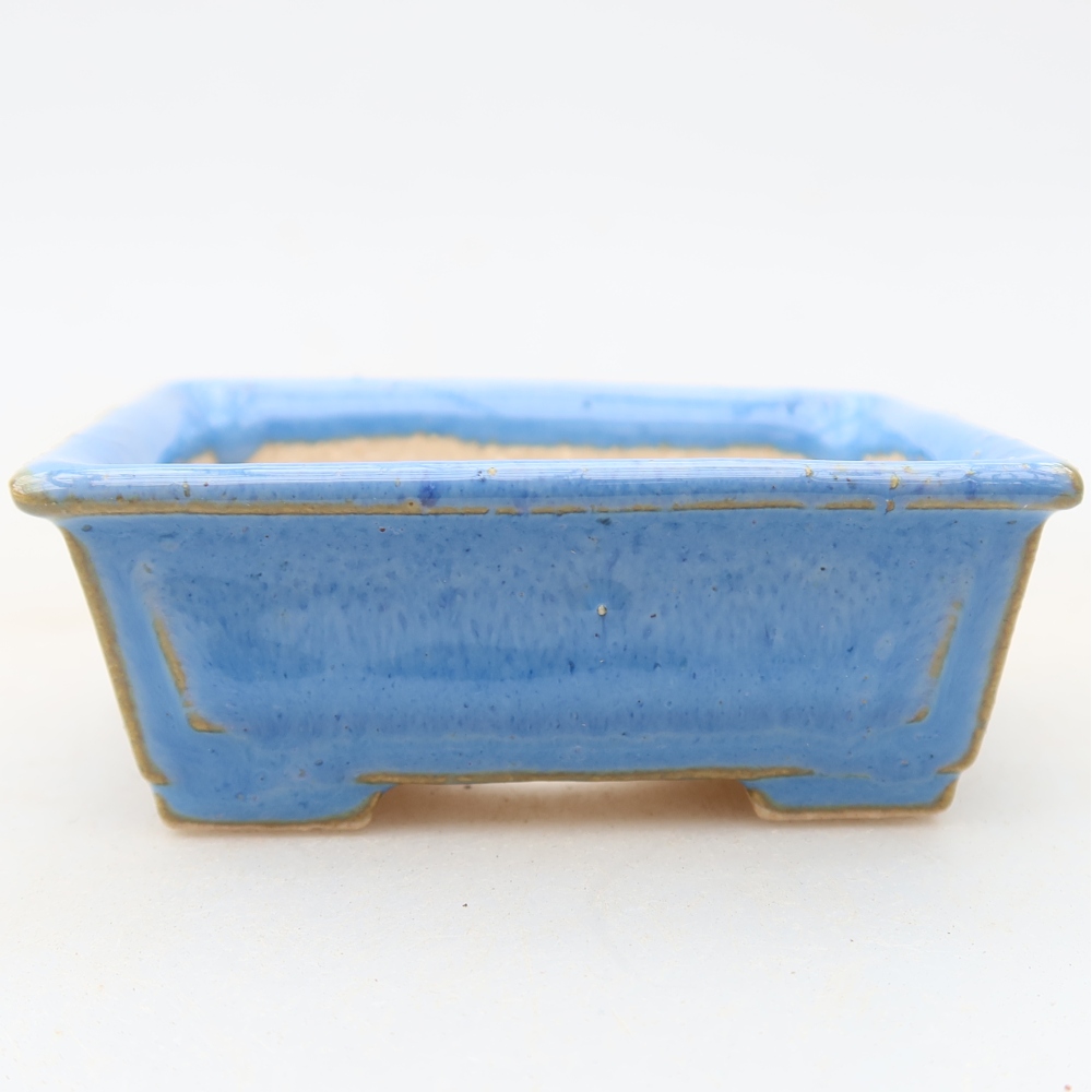 Pot à bonsaï en céramique 6,5 x 6,5 x 2,5 cm, couleur bleue