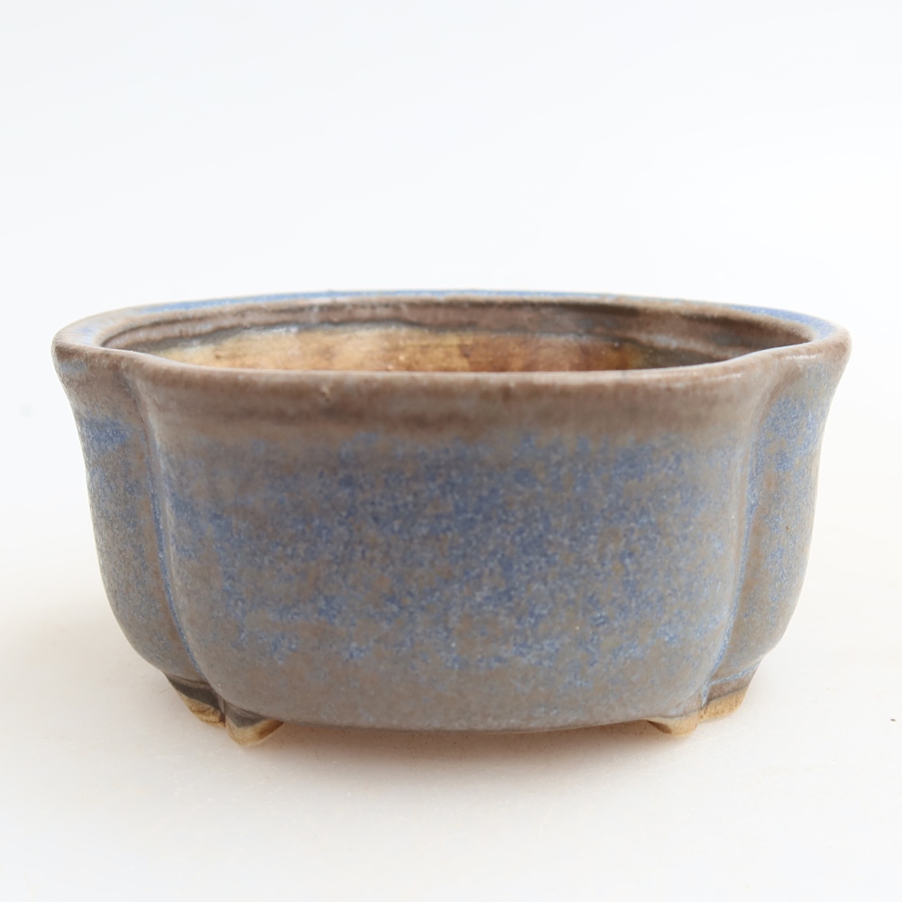 Pot à bonsaï en céramique 8 x 7,5 x 3,5 cm, couleur bleue