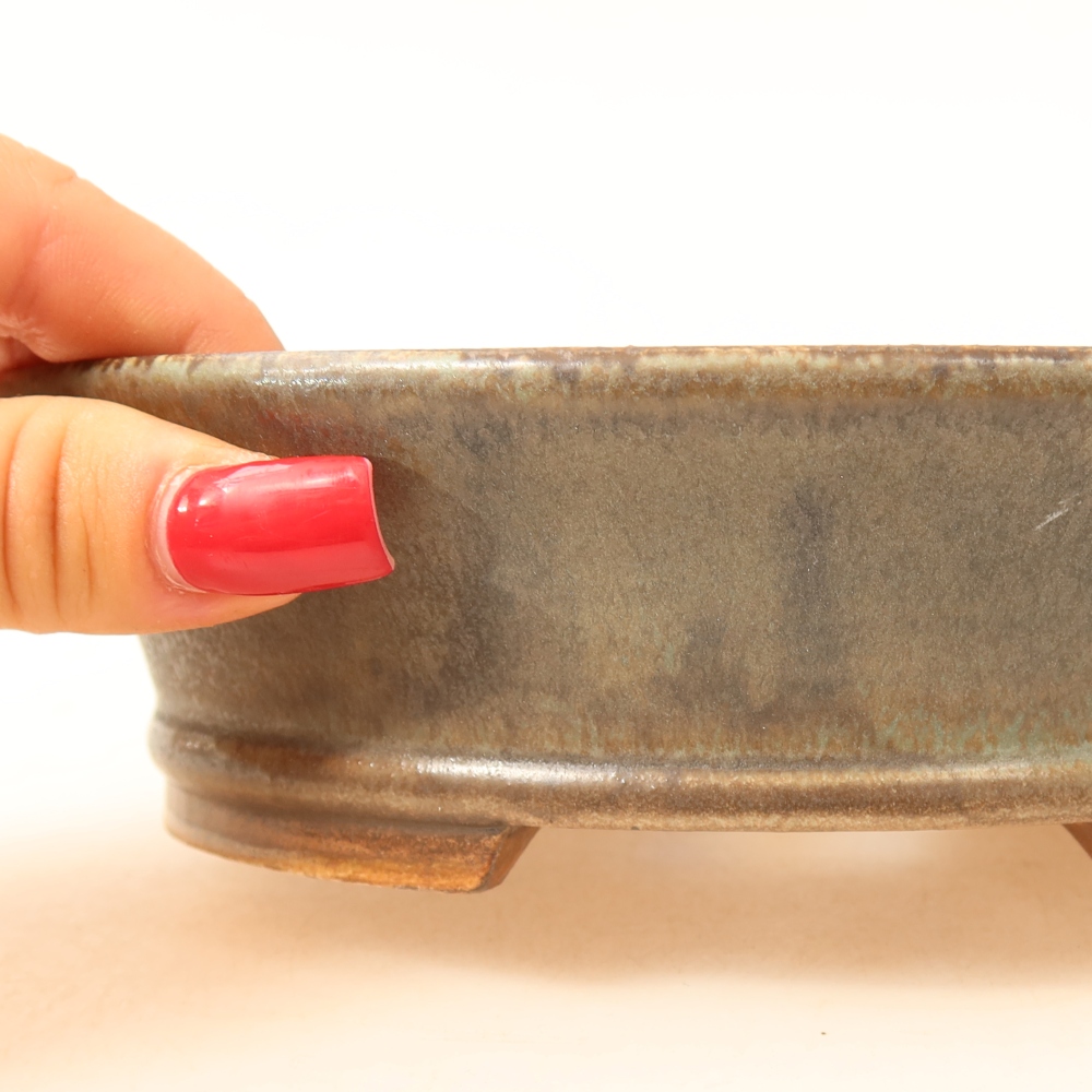 Pot à bonsaï en céramique 17,5 x 16,5 x 4,5 cm, couleur marron