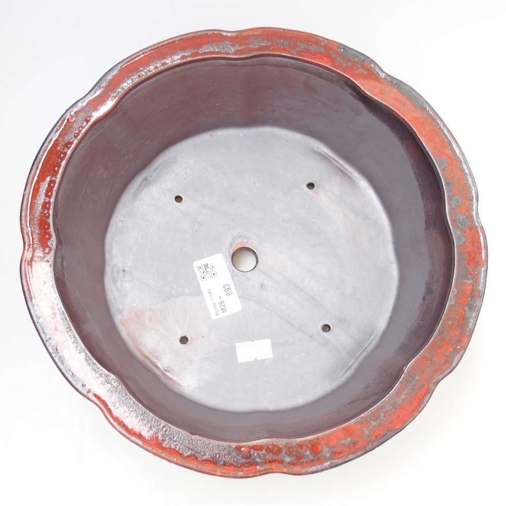 Bol à bonsaï en céramique 26,5 x 26,5 x 8 cm, couleur rouge