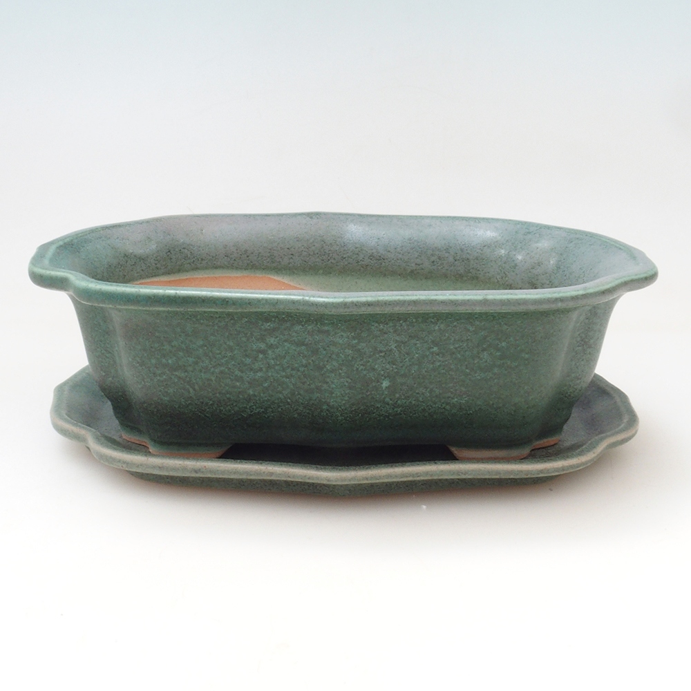 Bol bonsaï + soucoupe H51 - 18x14x5 cm - vert