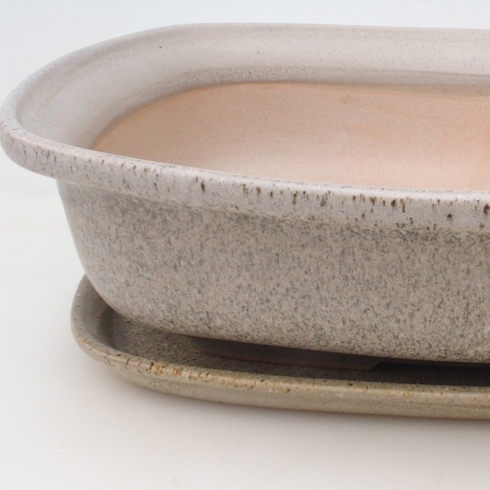 Bol bonsaï + soucoupe H10 - 37 x 28 x 9 cm - beige