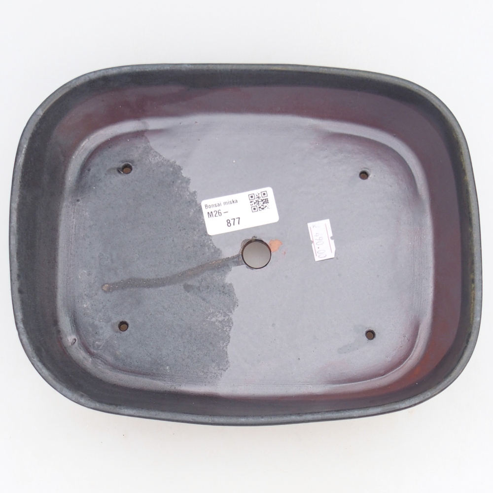Bol à bonsaï en céramique 23 x 18 x 5,5 cm, couleur métal