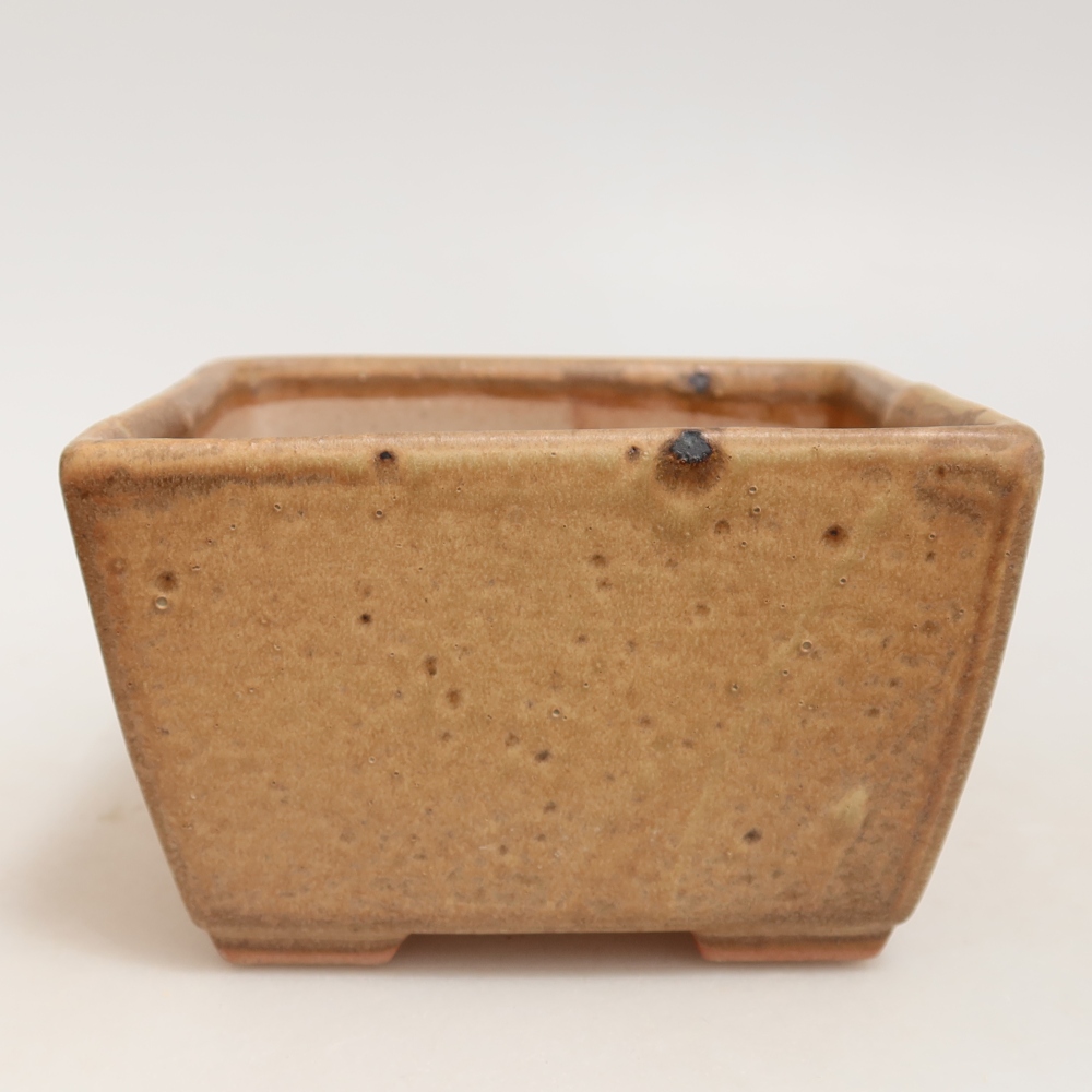Pot à bonsaï en céramique 10,5 x 10,5 x 6,5 cm, couleur beige