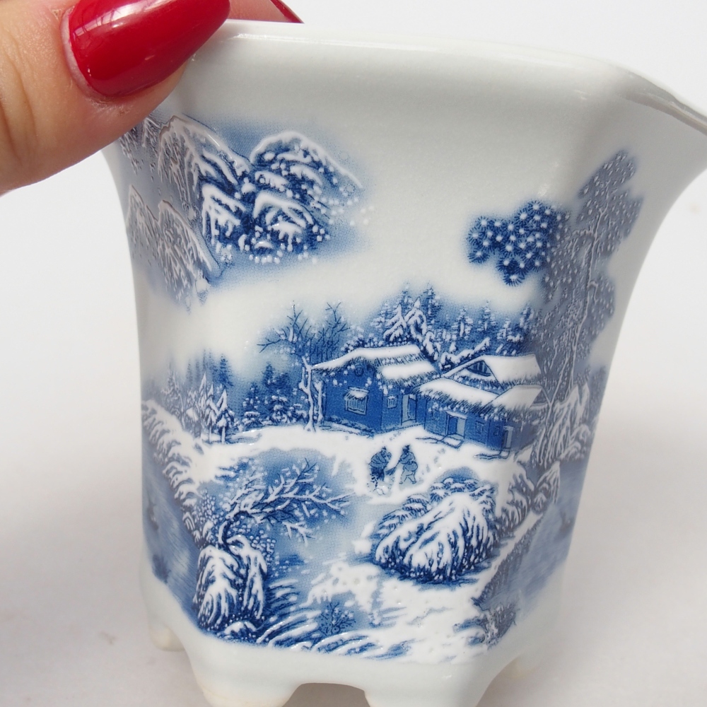 Bol à bonsaï en céramique 10 x 9 x 9 cm, couleur blanc