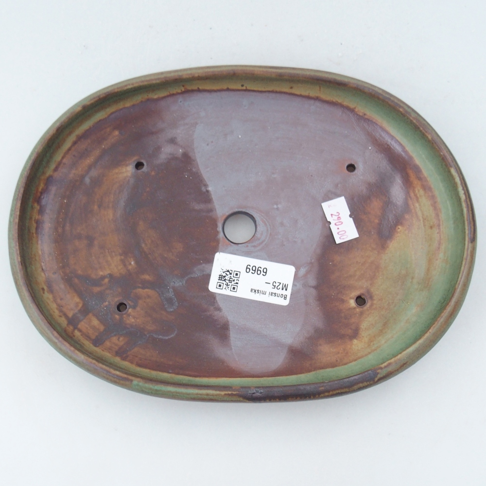 Bol à bonsaï en céramique 22,5 x 16,5 x 3 cm, vert