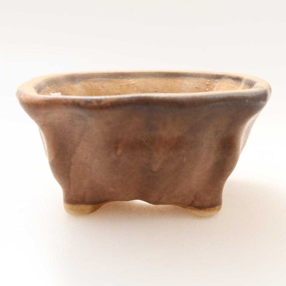 Pot à bonsaï en céramique 7 x 7 x 3,5 cm, couleur rose