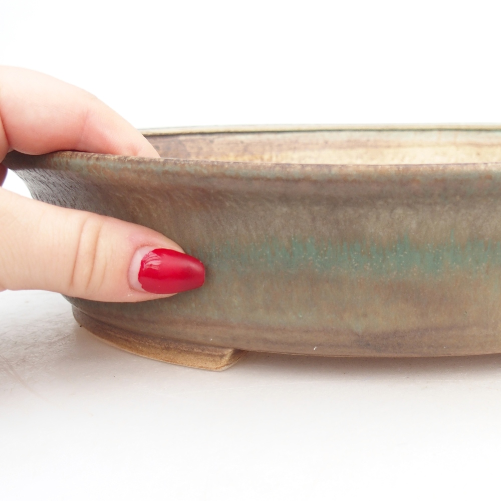 Bol à bonsaï en céramique 26,5 x 24 x 5,5 cm, vert