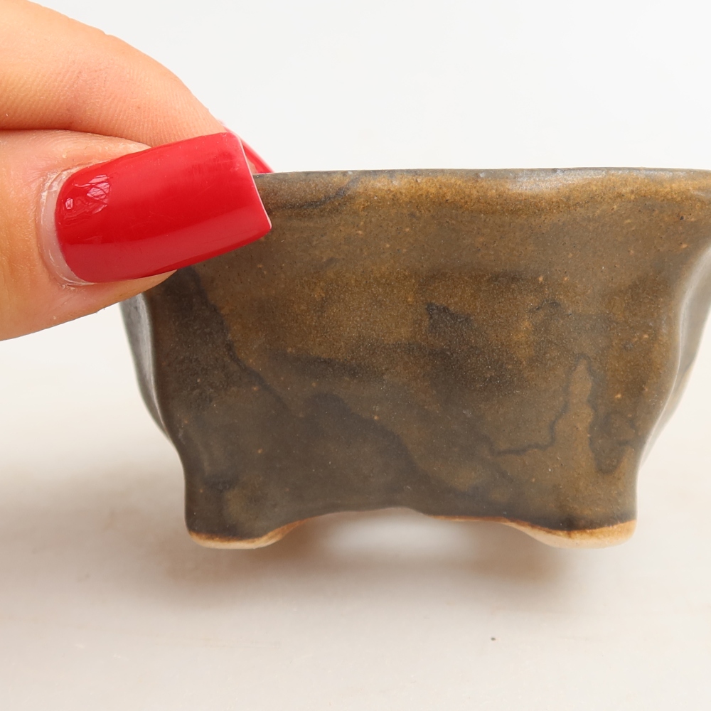 Bol à bonsaï en céramique 7 x 7 x 3,5 cm, brun