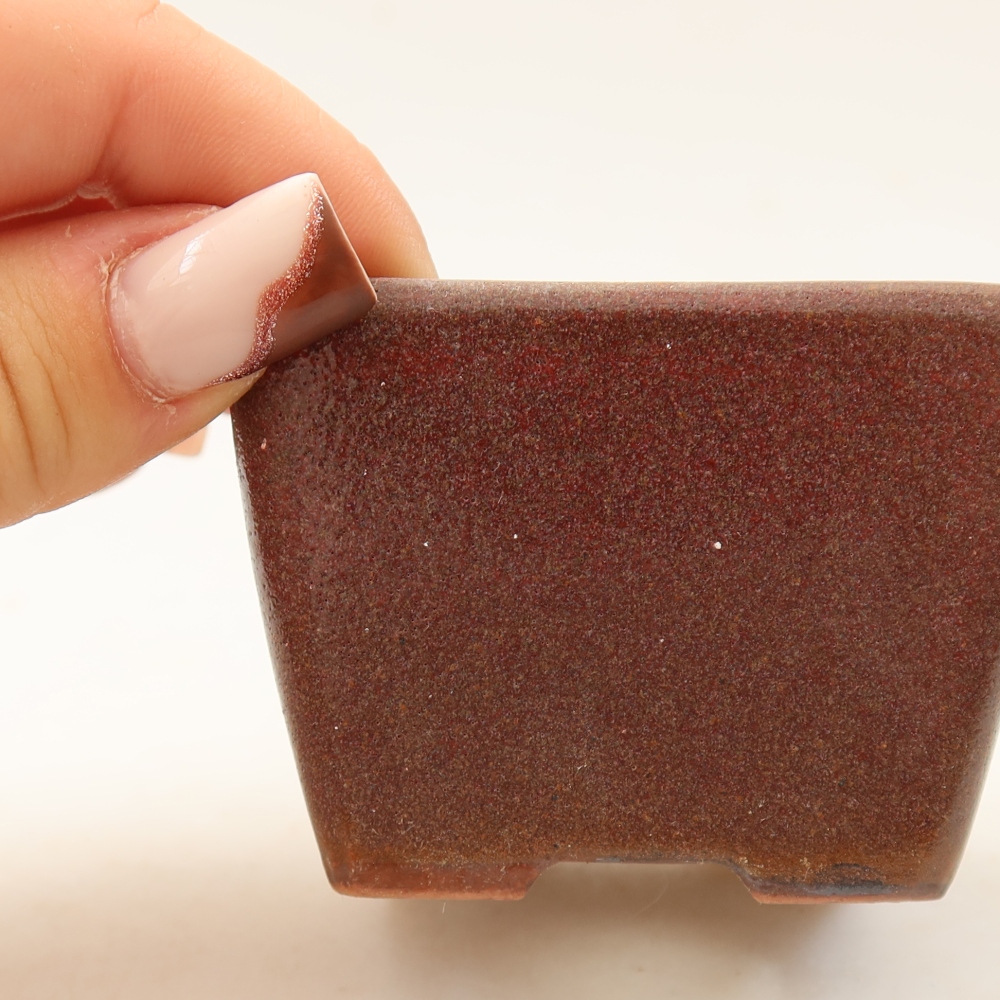 Pot à bonsaï en céramique 6,5 x 6,5 x 5 cm, couleur marron