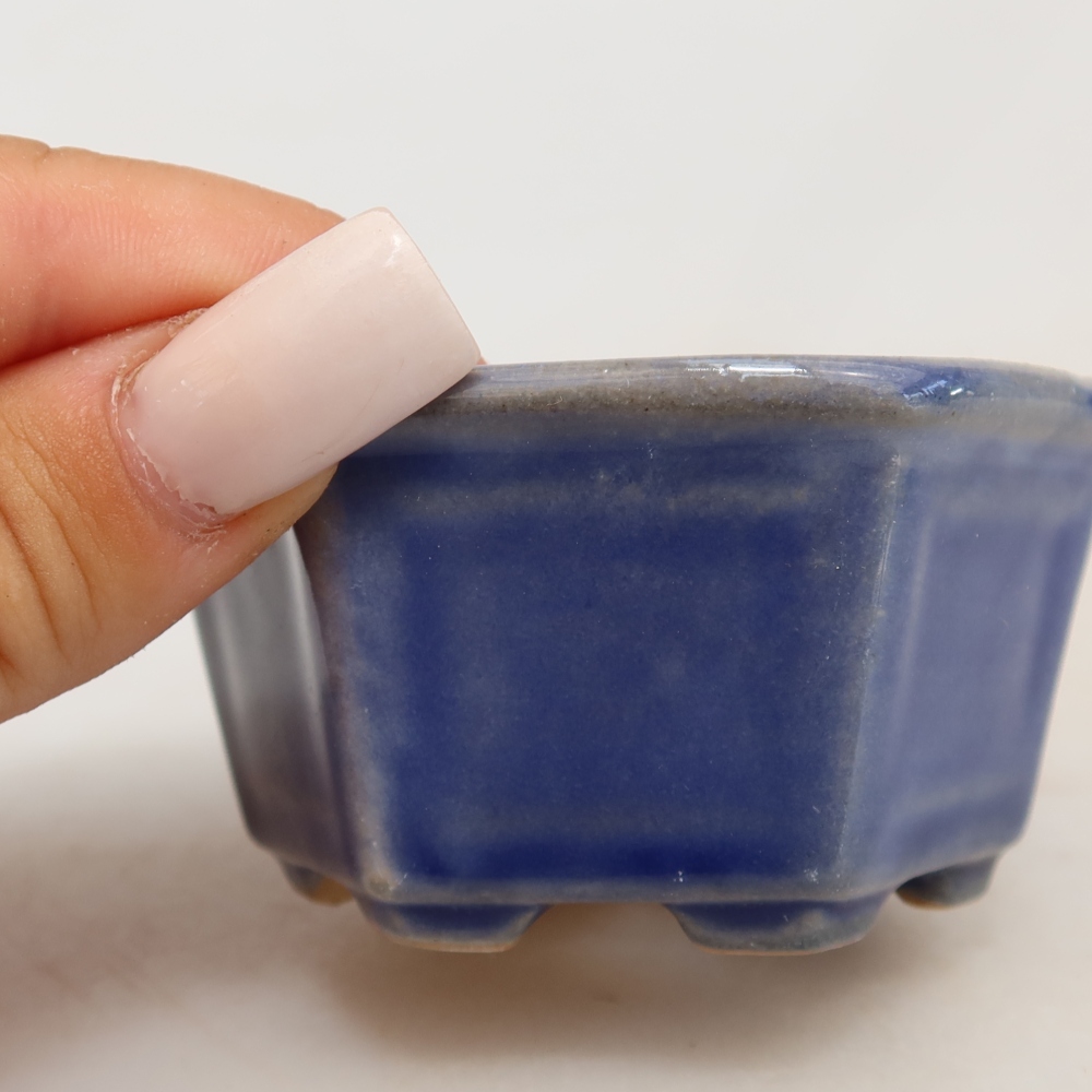 Bol à bonsaï en céramique 7,5 x 7 x 4 cm, couleur bleu
