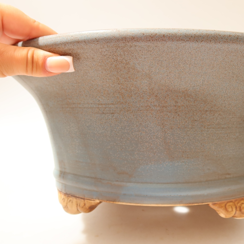 Pot à bonsaï en céramique 32 x 32 x 14 cm, couleur bleue