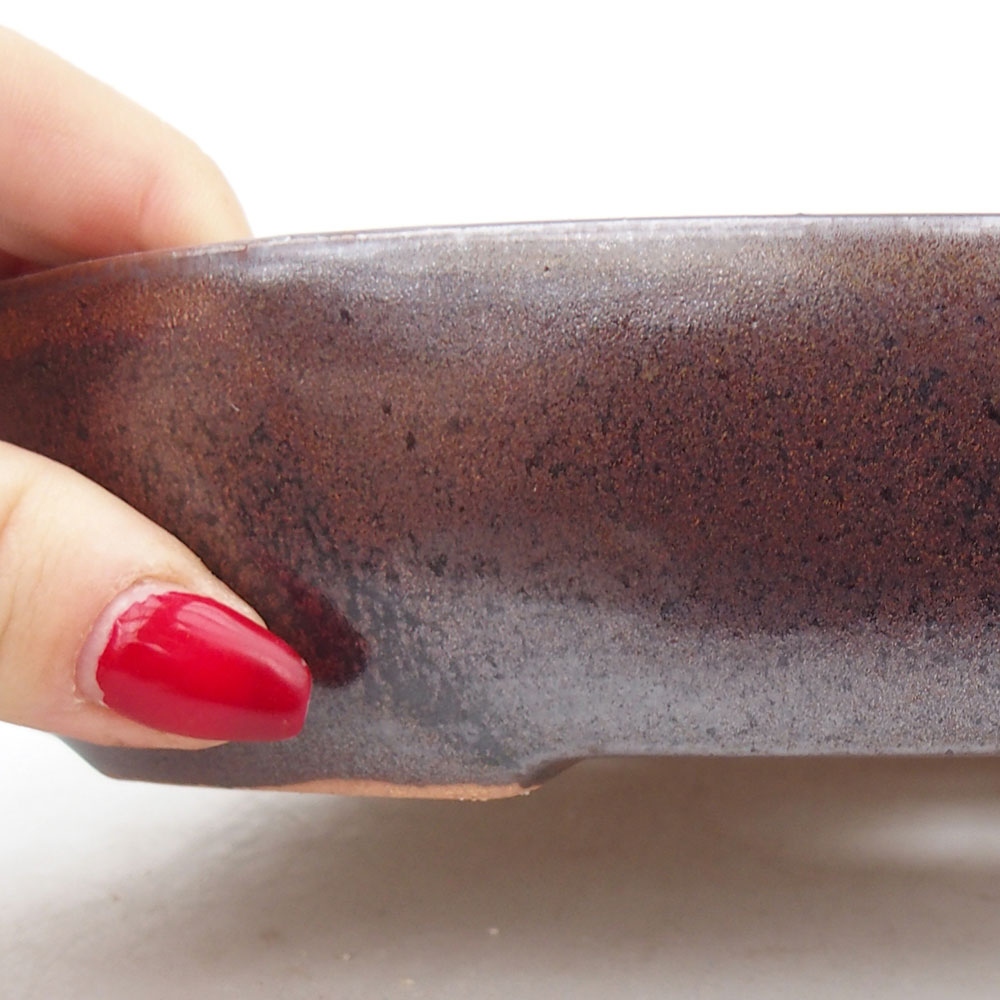 Bol à bonsaï en céramique 22 x 17 x 4 cm, brun