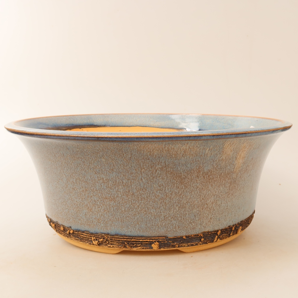 Pot à bonsaï en céramique 28,5 x 28,5 x 10,5 cm, couleur bleue