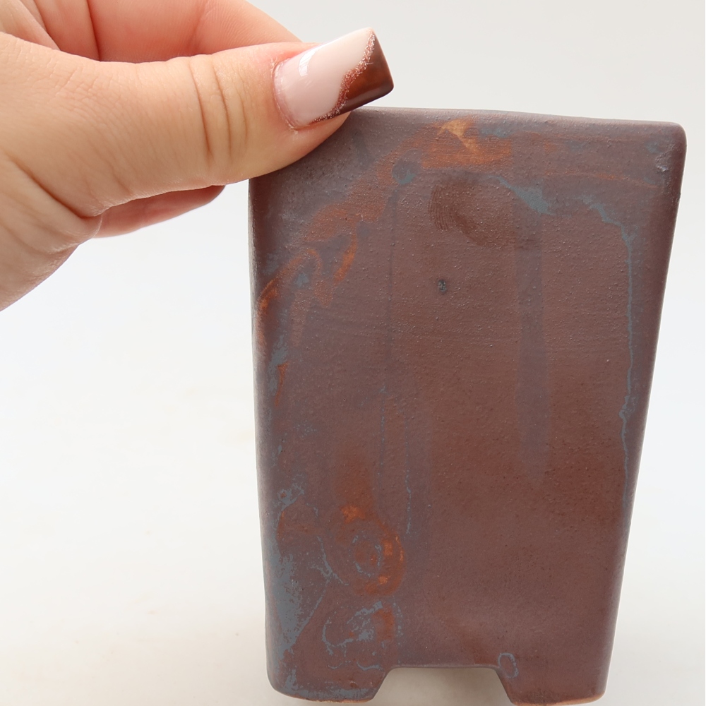 Pot à bonsaï en céramique 7,5 x 7,5 x 10,5 cm, couleur métallique
