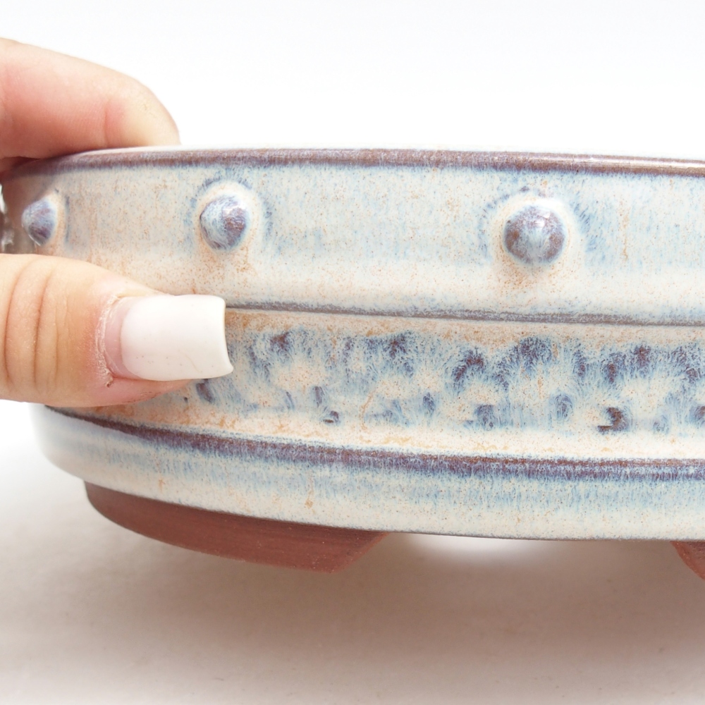 Bol à bonsaï en céramique 20,5 x 20,5 x 6 cm, couleur bleu