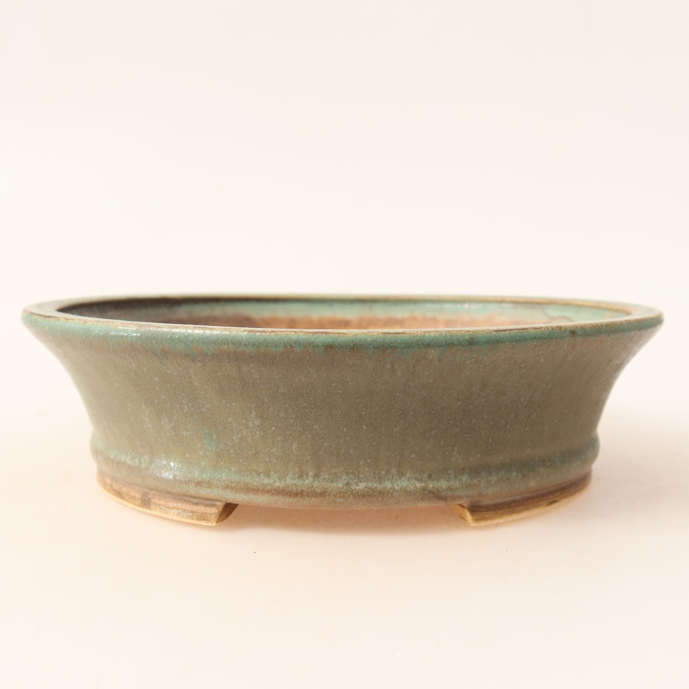 Pot à bonsaï en céramique 17,5 x 16,5 x 4,5 cm, couleur verte