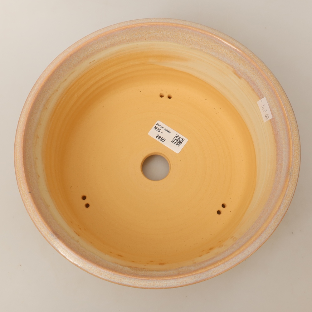 Pot à bonsaï en céramique 26 x 26 x 9,5 cm, couleur beige