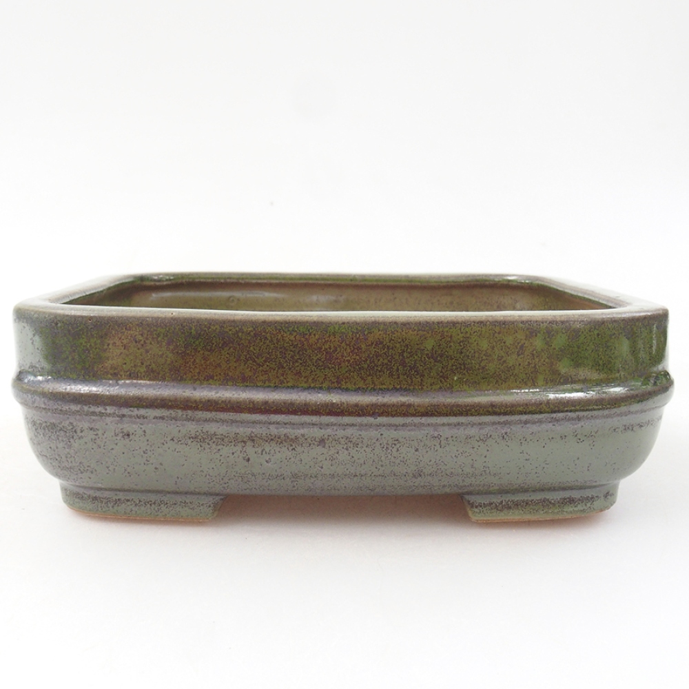 Bol à bonsaï en céramique 14 x 12,5 x 4,5 cm, vert