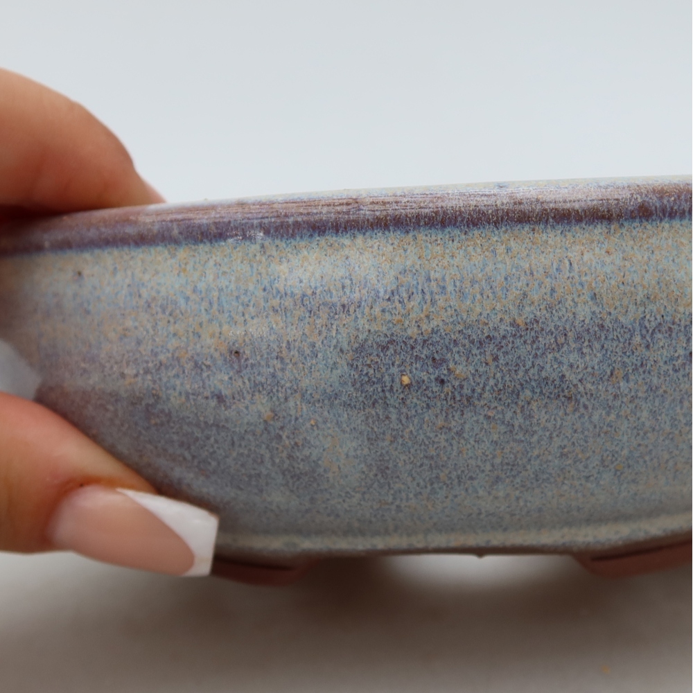 Pot à bonsaï en céramique 14,5 x 14,5 x 5 cm, couleur bleue