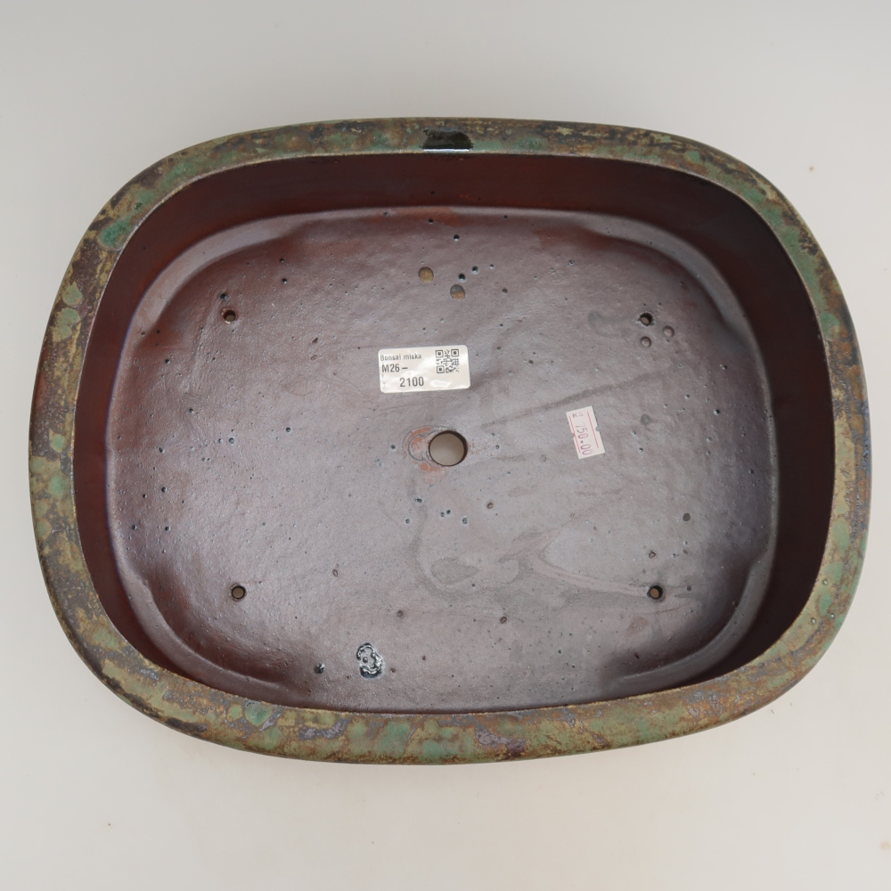 Pot à bonsaï en céramique 31,5 x 24 x 8 cm, couleur vert foncé