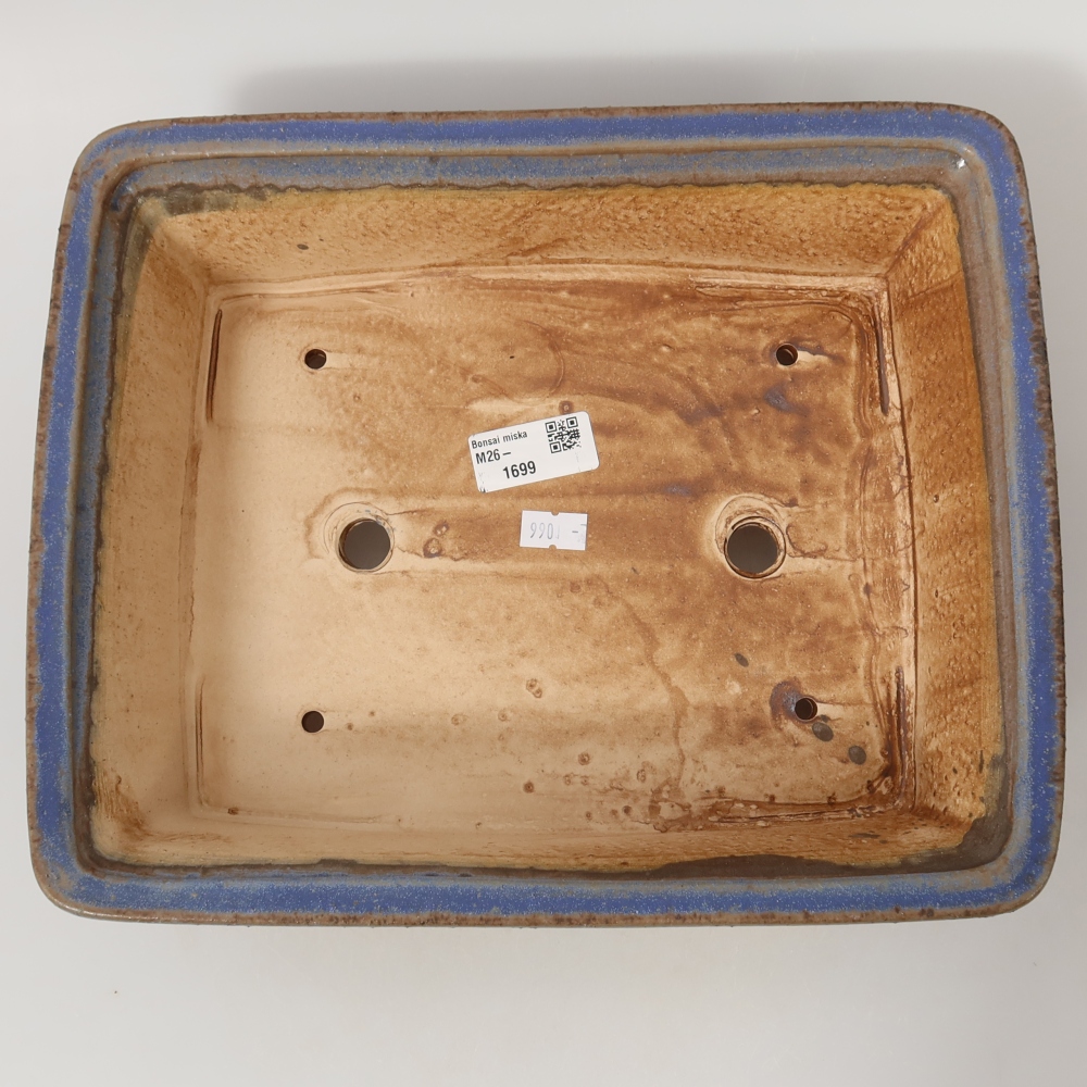 Pot à bonsaï en céramique 29,5 x 24 x 8 cm, couleur bleue