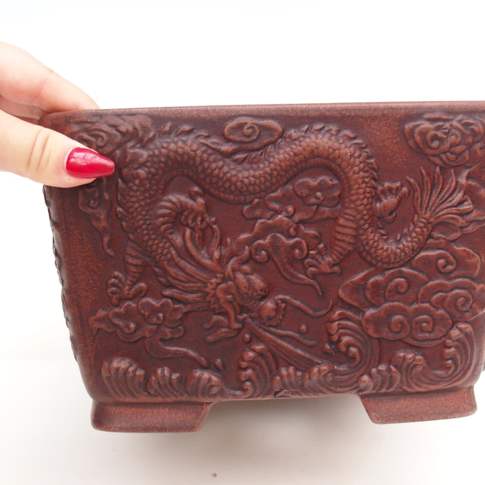 Bol à bonsaï en céramique 21 x 21 x 13 cm, brun